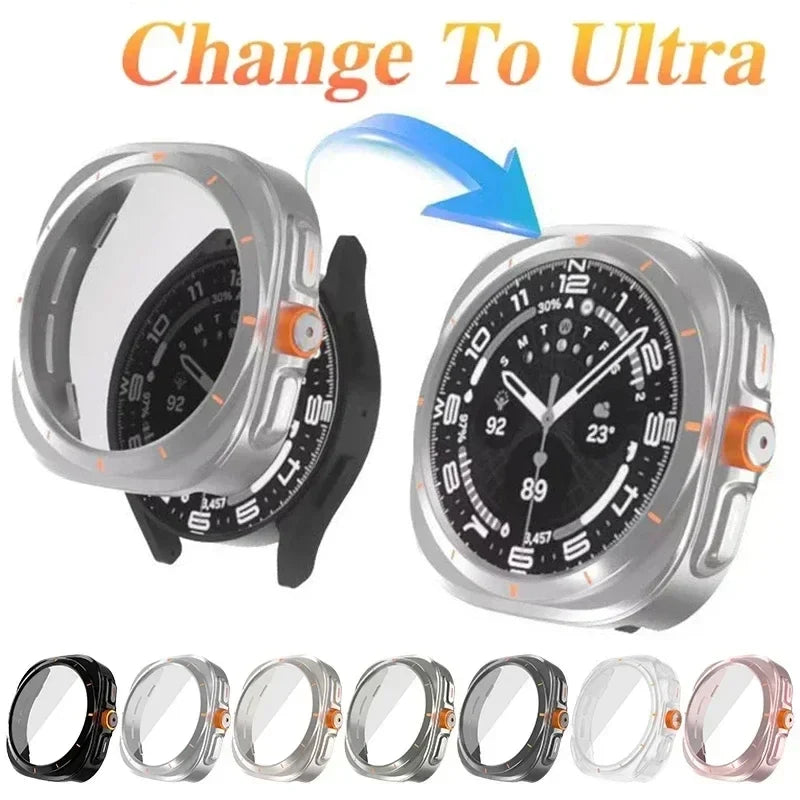 Samsung Galaxy Watch 7/6 Ultra Case & Tempered Glass Protector Smartwatch Case Qme