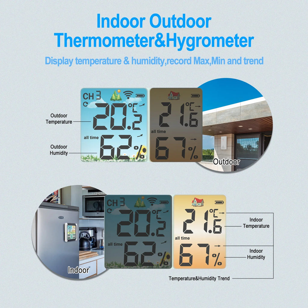 Qme Digital Weather Station Clock Indoor Outdoor Barometer Weather Station Clock Qme