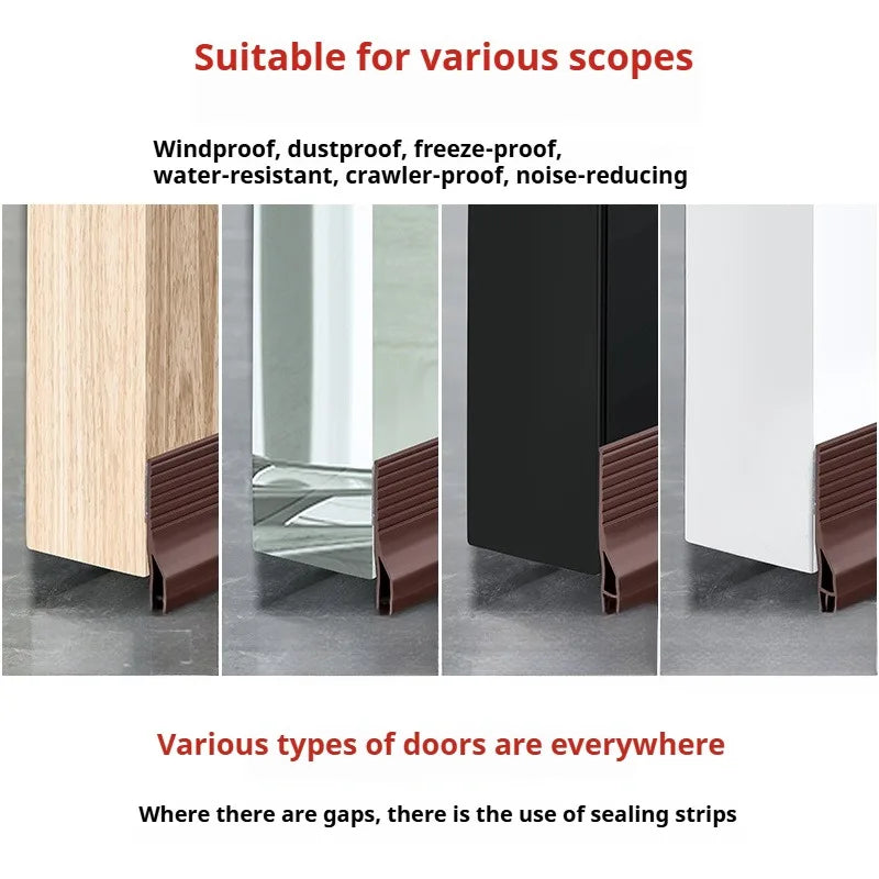 Door Bottom Seal Strip 1M Self-Adhesive Weather Stripping TPE Door Weather Stripping Qme