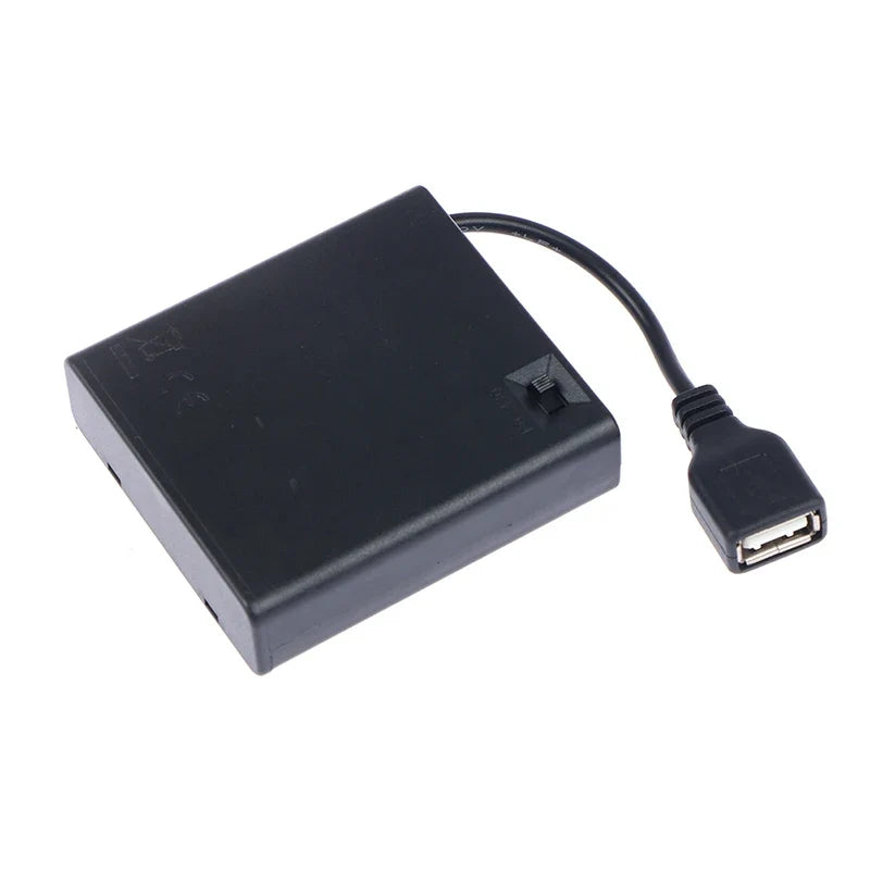 4 AA USB Battery Box 5V Mini Power Supply for LED Strip Lights USB Battery Power Supply Qme