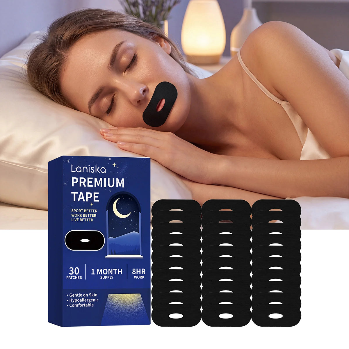 Laniska Sleep Mouth Tape 30 Pcs – Nasal Breathing Aid Sleep Mouth Tape Qst