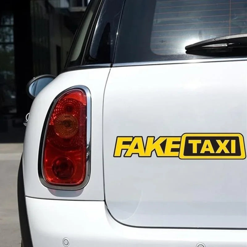 Funny Fake Taxi Car Window Sticker – Creative Vinyl Decal Car Window Decal Qme