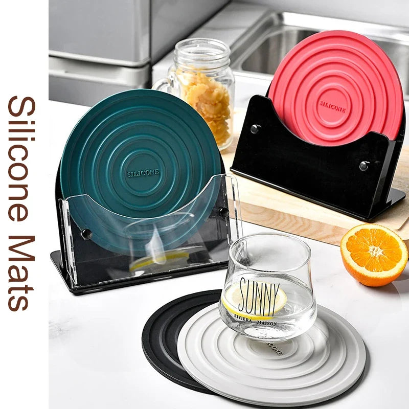 Silicone Trivet Mats & Pot Holders – Round Insulated Coasters Silicone Trivet Mat Qme