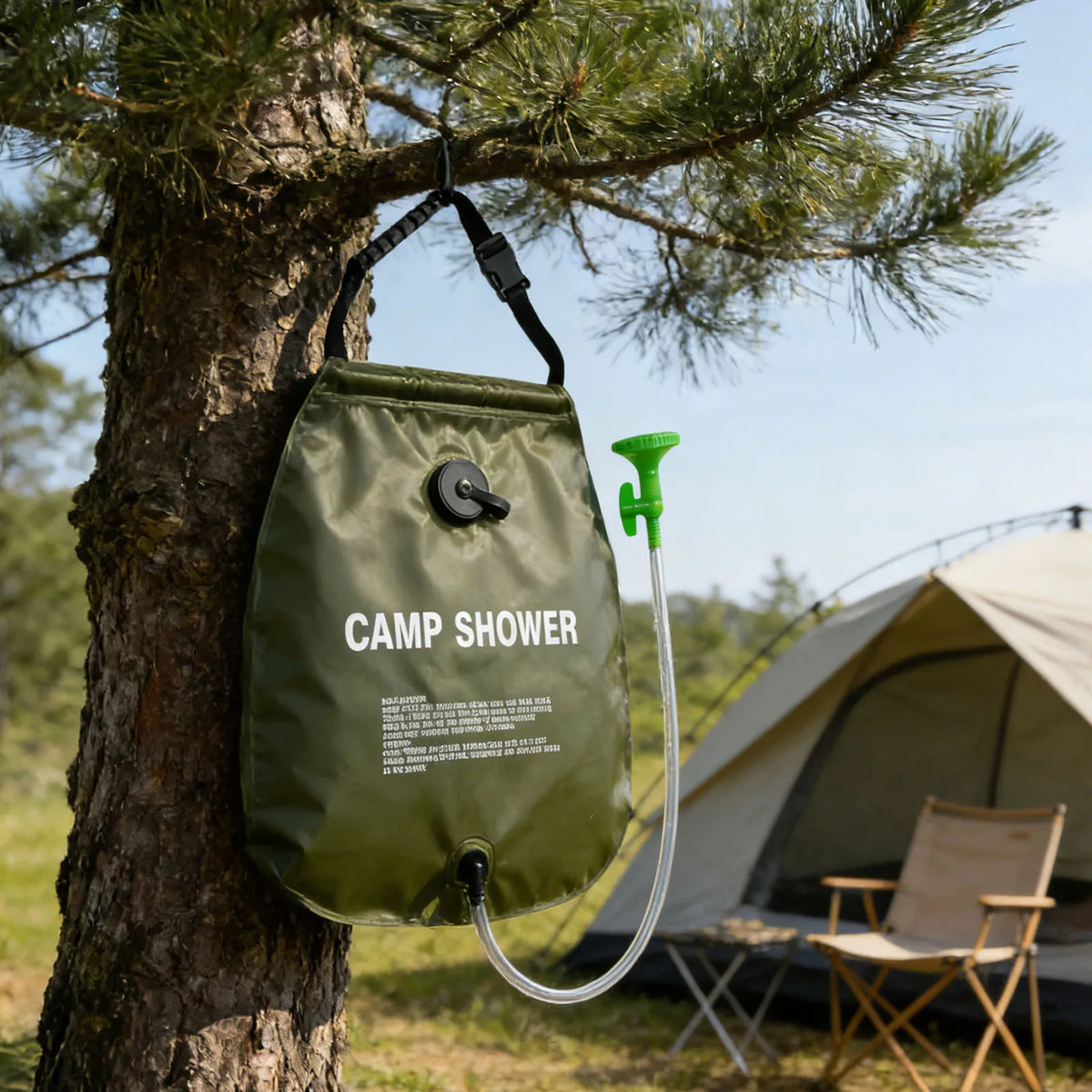 20L Foldable Solar Camp Shower Bag – Hose & Nozzle Included Camping Shower Bag Qme