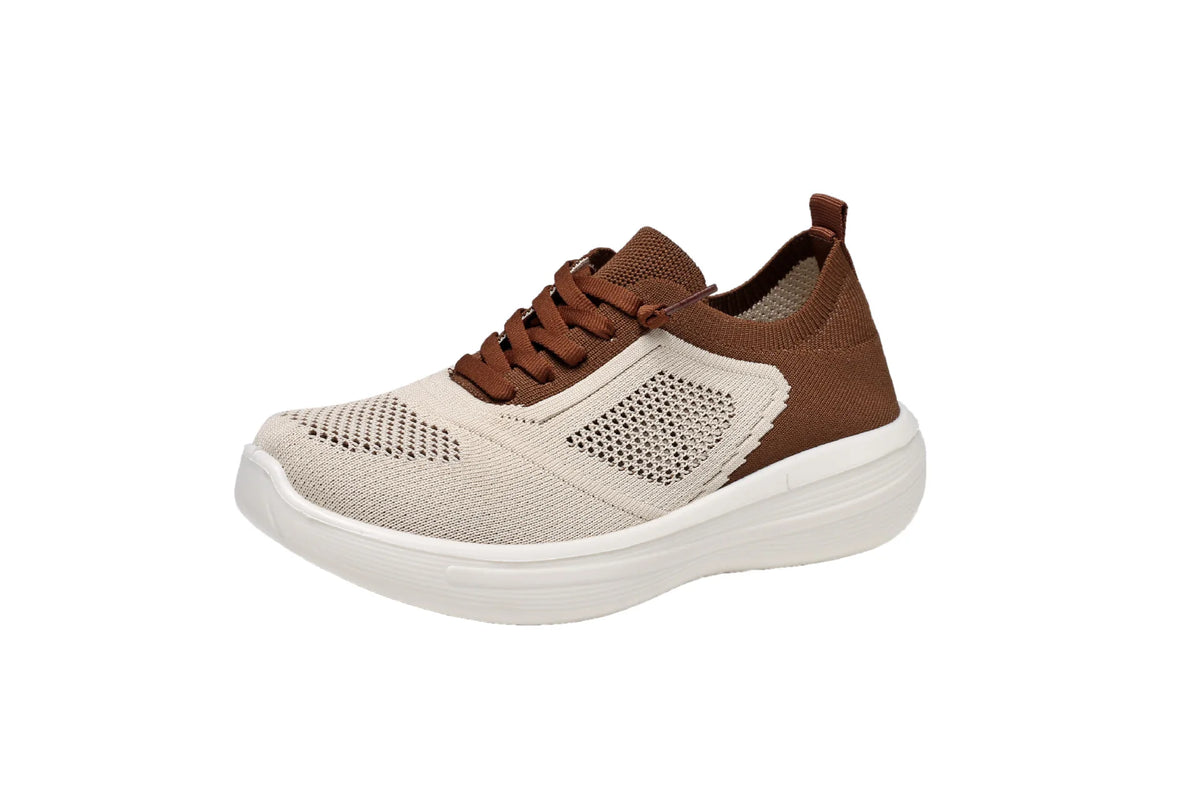 Women's Mesh Platform Sneakers – Breathable Hollow Casual Shoes Platform Sneakers Qst Brown 36