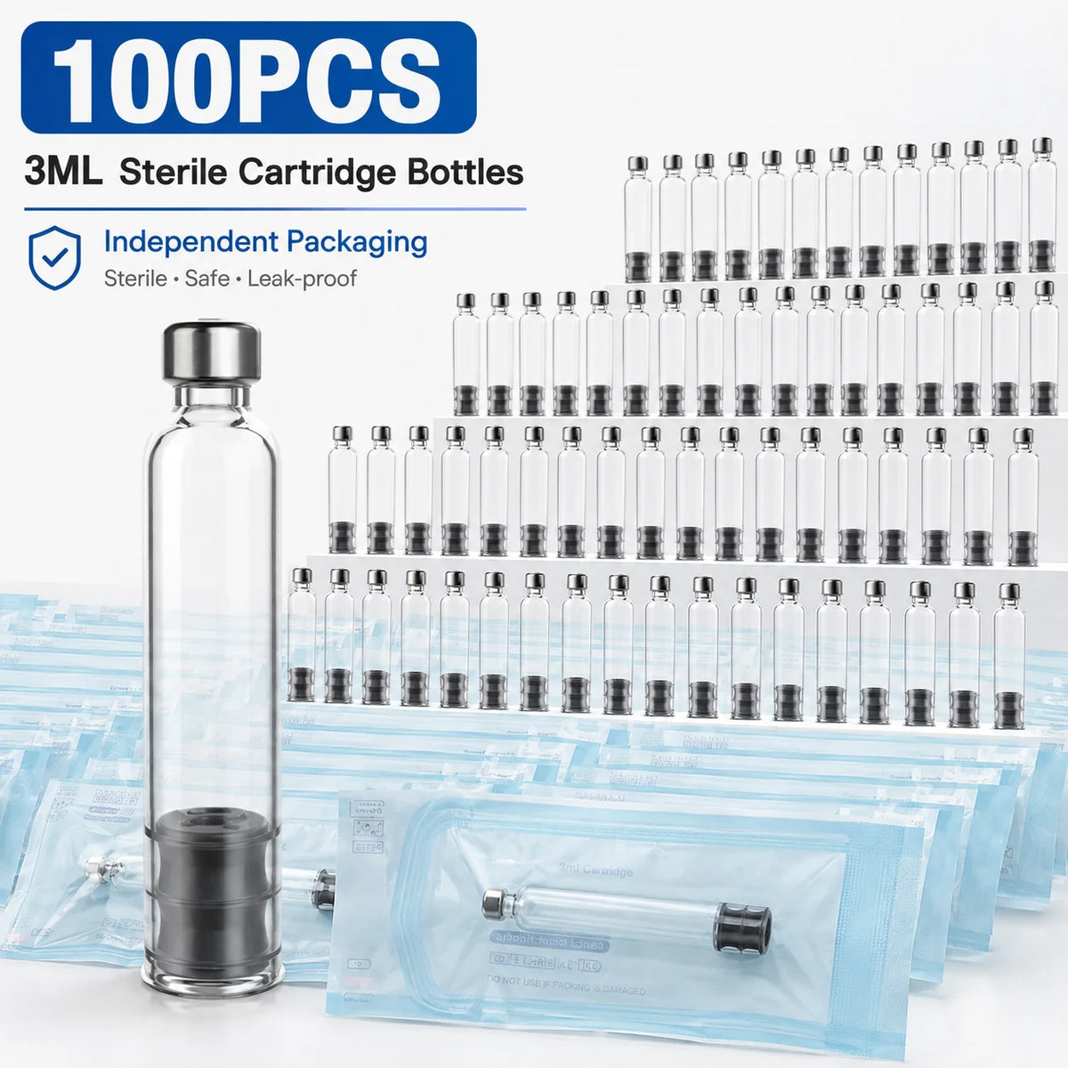 3ml Sterile Glass Cartridge Vials 100pcs – Injection Pen Compatible Sterile Cartridge Vials Qst
