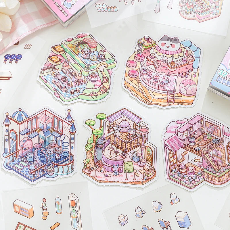 3D Cartoon Landscape Sticker Book – DIY Scrapbooking Crafts Sticker Book Qme