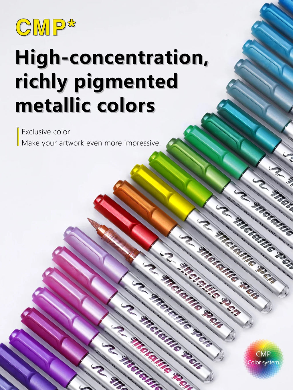 12 Metallic Brush Tip Marker Pens – Rock Painting & Crafts Metallic Marker Set Qme