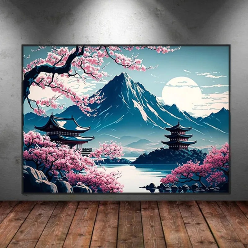 Japanese Landscape Canvas Wall Art Print – Frameless Poster Canvas Wall Art Qst
