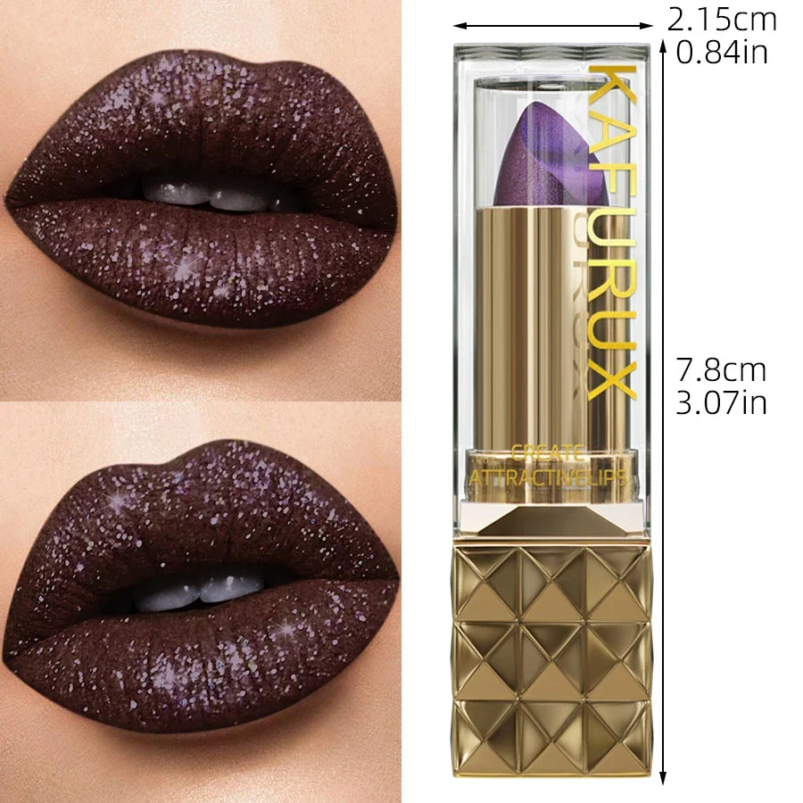 Glitter Pearlescent Red Lipstick – Long-Lasting Shiny Lip Tint Glitter Lip Tint Qme