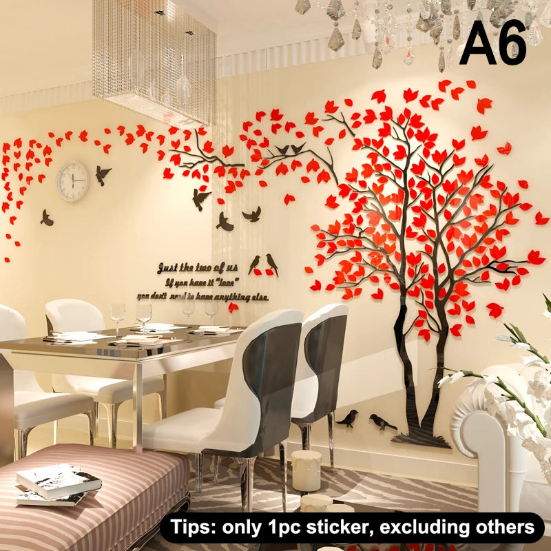 3D Acrylic Tree Wall Stickers – Self-Adhesive Wall Decal Wall Decal Sticker Qst A6
