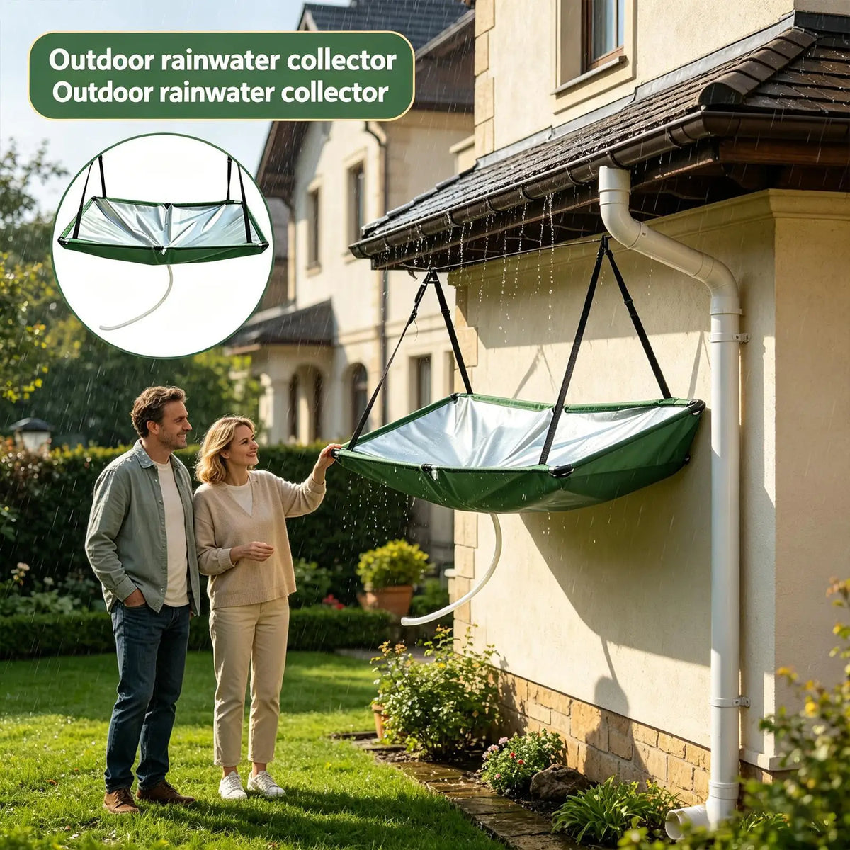 Rain Collector Garden Water Harvester Cloth with Hose & Filter Rainwater Harvester Qme