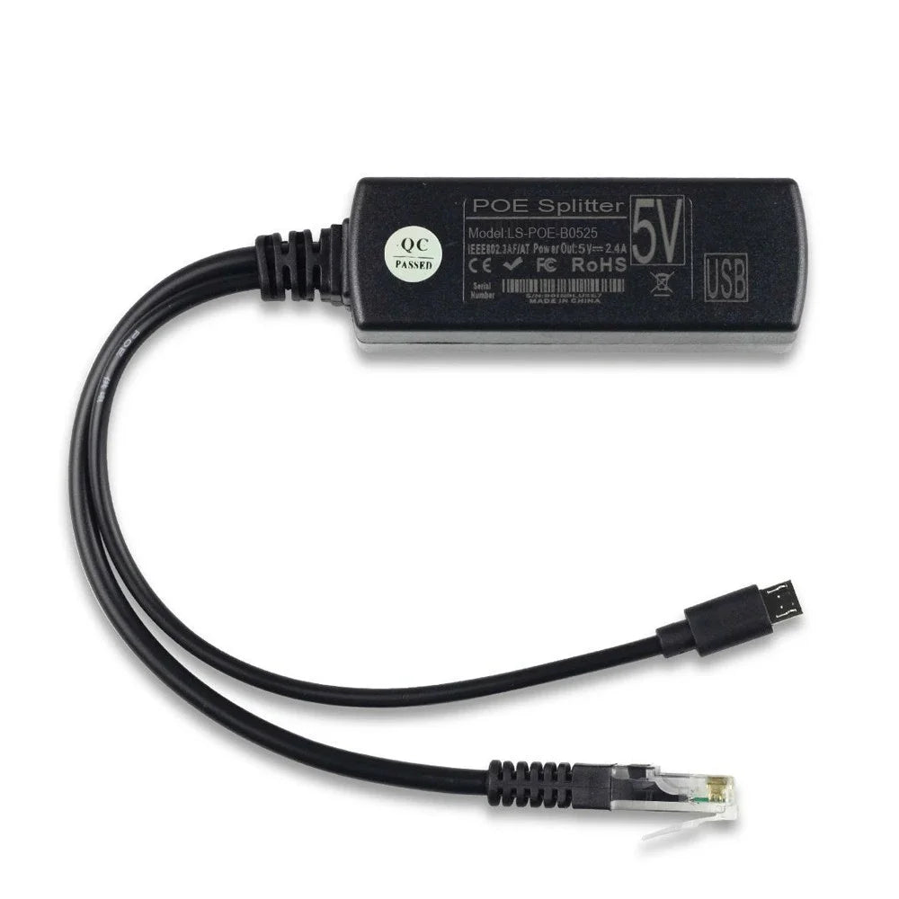 IEEE 802.3af Active PoE Splitter 48V to 5V Micro USB PoE Splitter Adapter Qme