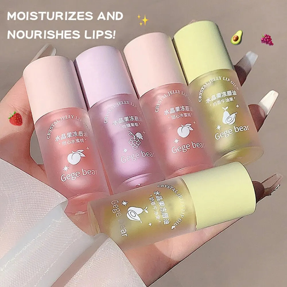 Crystal Jelly Fruit Lip Oil – Peach, Grape & Avocado Lip Oil Qme