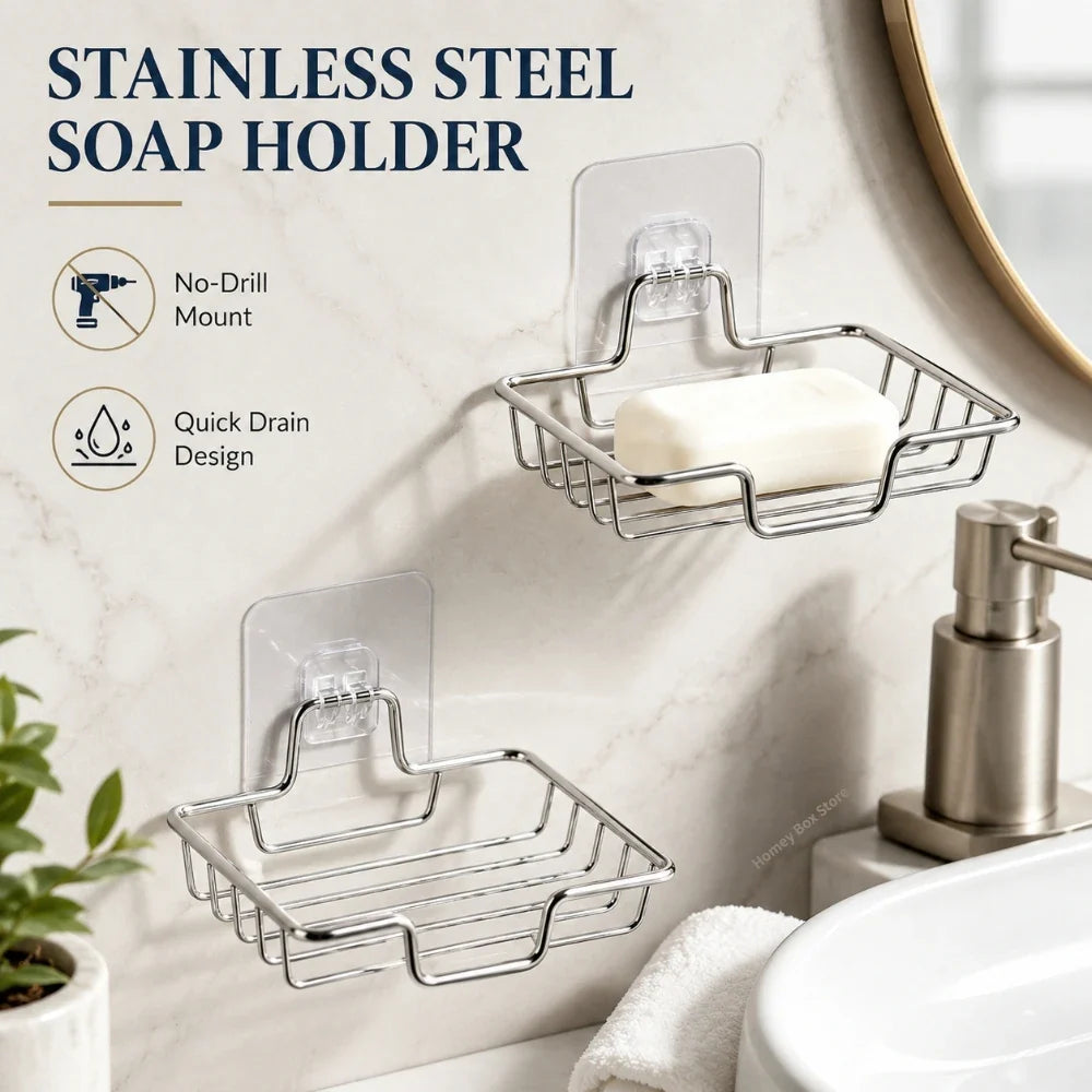 Wall Mounted Self-Adhesive Stainless Steel Soap Dish Holder Soap Dish Holder Qme