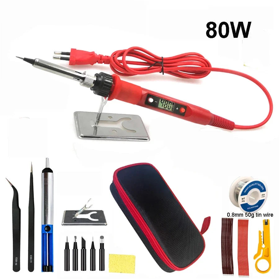 80W Digital Soldering Iron Kit – LCD Display, Adjustable Temp Electric Soldering Iron Qme