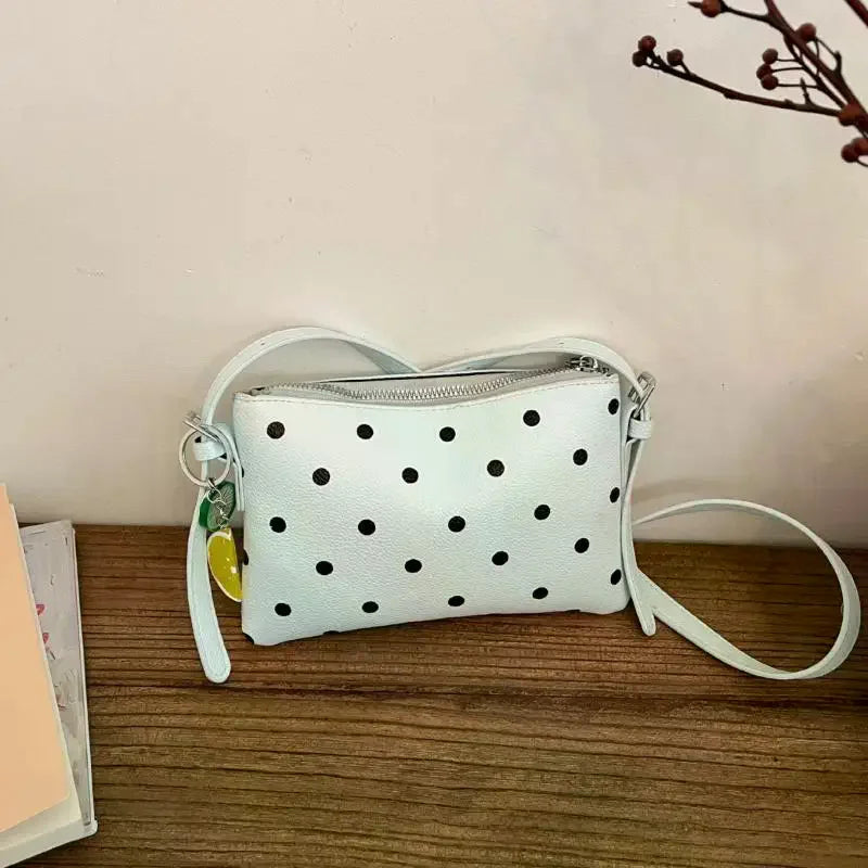 PU Leather Crossbody Bag – Polka Dot & Fruit Charm | Qme Crossbody Handbag Qme