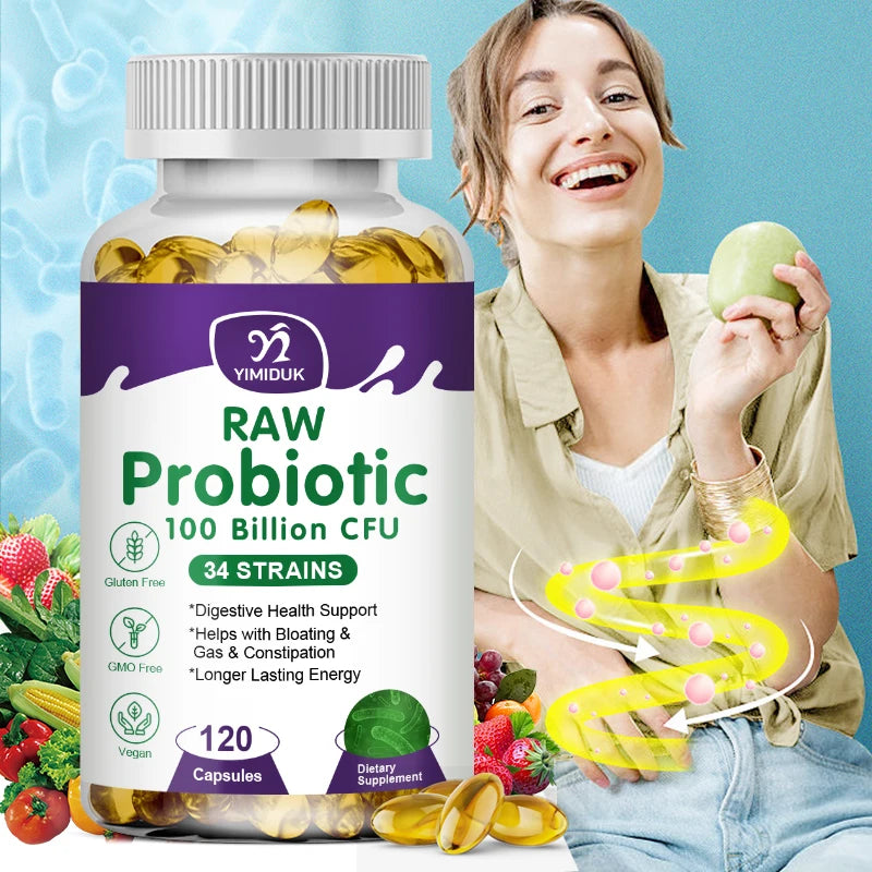 Yimiduk 100 Billion CFU Probiotic – 34 Strains, 120 Capsules Probiotic Supplement Qst