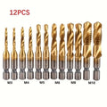 12-Pc HSS Hex Screw Drill Bit Set M3-M10 | Wood Metal Plastic HSS Drill Bit Set Qme 12pcs