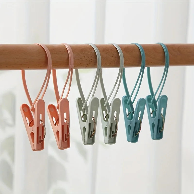 12pcs Travel Clothes Pins Drying Clips with Lanyard for Socks Travel Drying Clips Qme