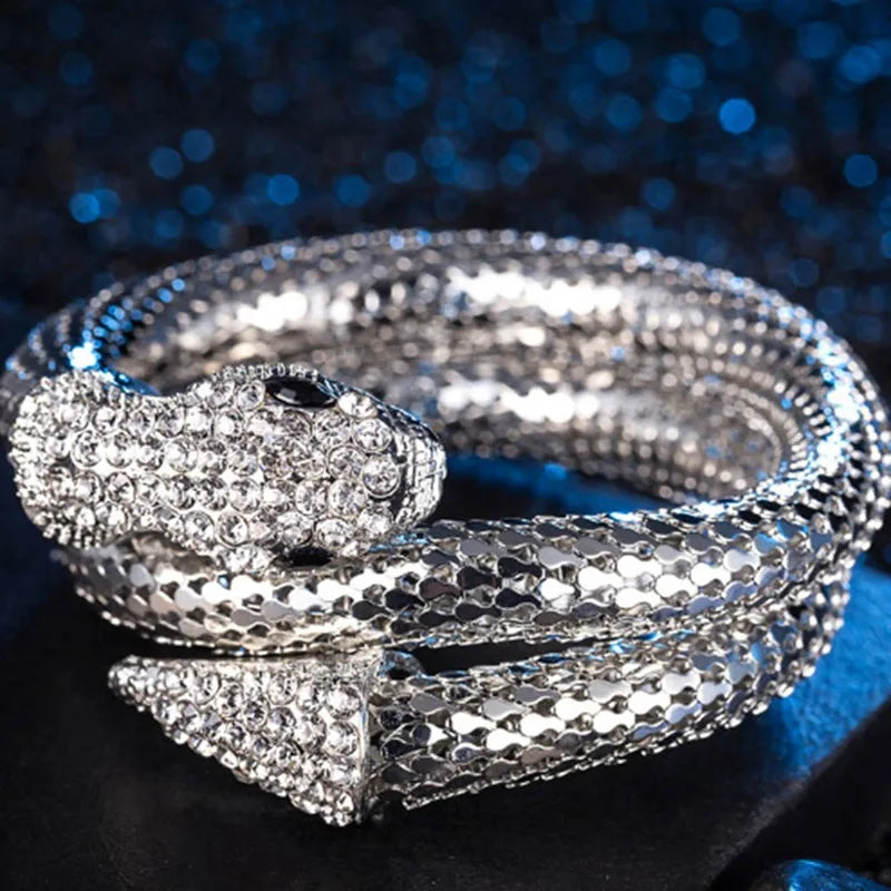 Y2K Punk Snake Spiral Upper Arm Cuff Bangle Bracelet Arm Cuff Bracelet Qme Gold-color