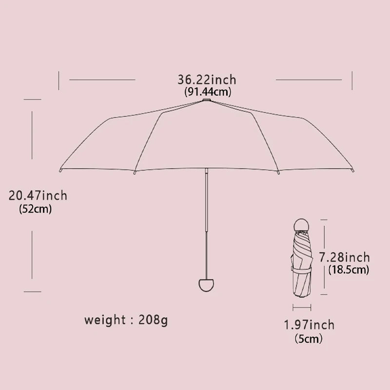 Mini 5-Fold Pocket Umbrella – UV Sun & Rain Protection Folding Pocket Umbrella Qst