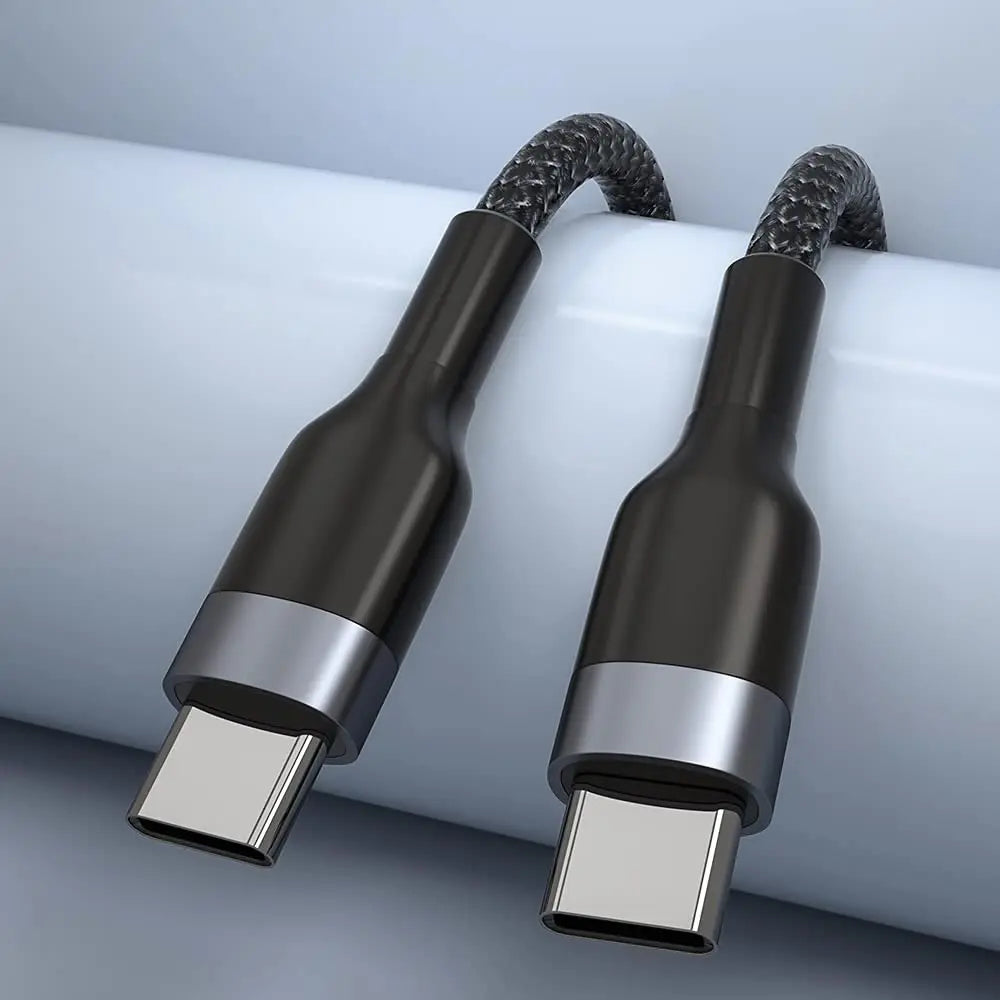 USB-C to USB-C 60W Fast Charging Cable | 0.25M Short Nylon USB-C Charging Cable Qme