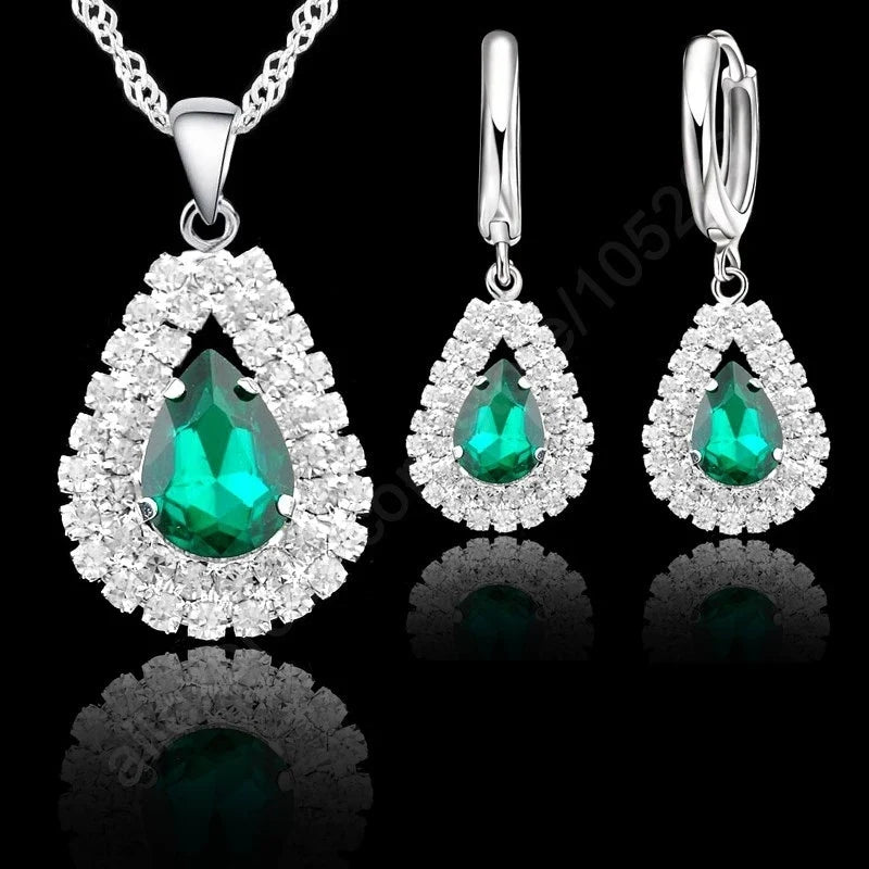925 Sterling Silver Austrian Crystal Water Drop Earrings Crystal Drop Earrings Qme