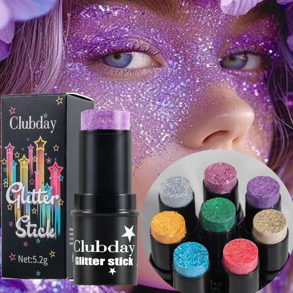 Glitter Sequin Stick – Face, Lip, Hair & Body Makeup | 8 Colors Glitter Makeup Stick Qme