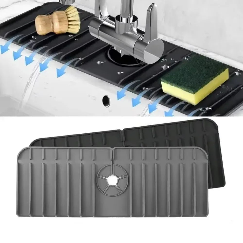 Silicone Sink Splash Guard & Faucet Water Retaining Pad Sink Splash Guard Qme