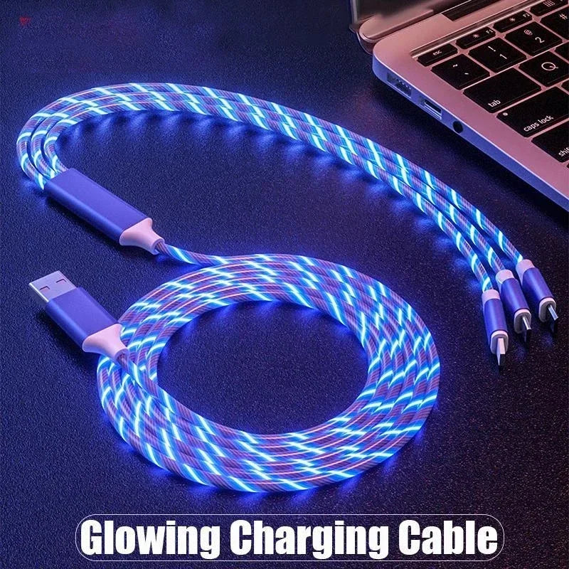 LED Glow Fast Charging Cable USB-C & Micro USB 3A | 4 Colors LED Charging Cable Qme