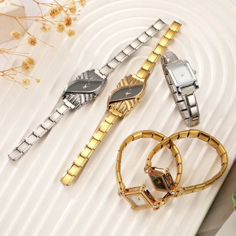 Women's Stainless Steel Square Triangle DIY Watch Bracelet DIY Watch Bracelet Qme
