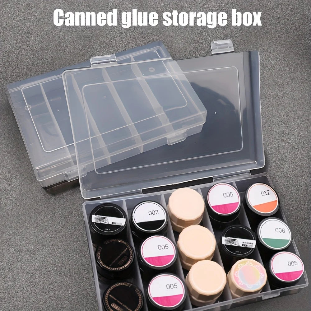 Transparent Nail Polish & Glue Storage Box – 5 Large Compartments Nail Storage Organizer Qme