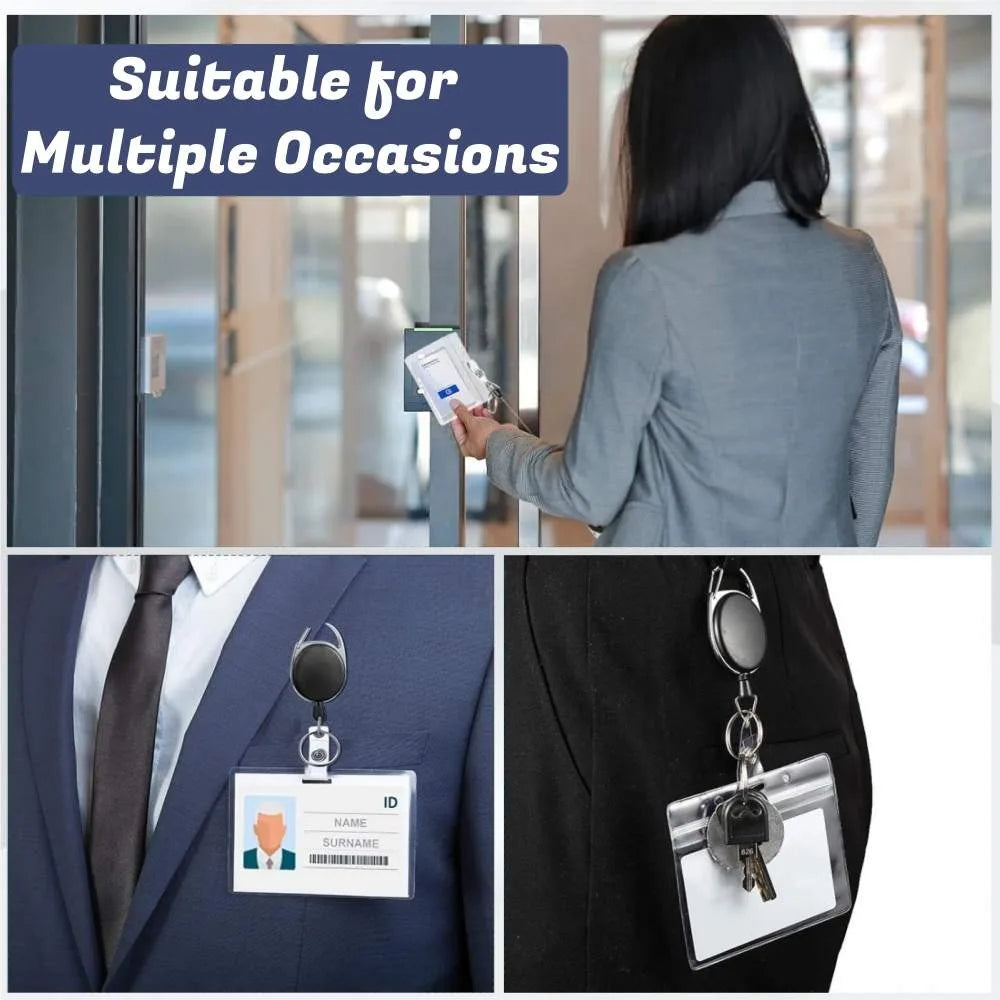 Heavy-Duty Transparent ID Badge Holder with Card Slots ID Badge Holder Qme