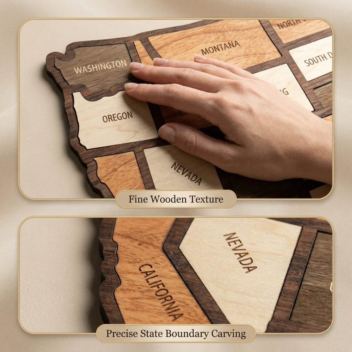 Wooden USA Travel Map Puzzle | Record Journeys & Display Wooden Map Puzzle Qme