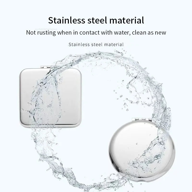Portable Stainless Steel Pocket Makeup Mirror – Foldable 6.5cm Pocket Makeup Mirror Qme