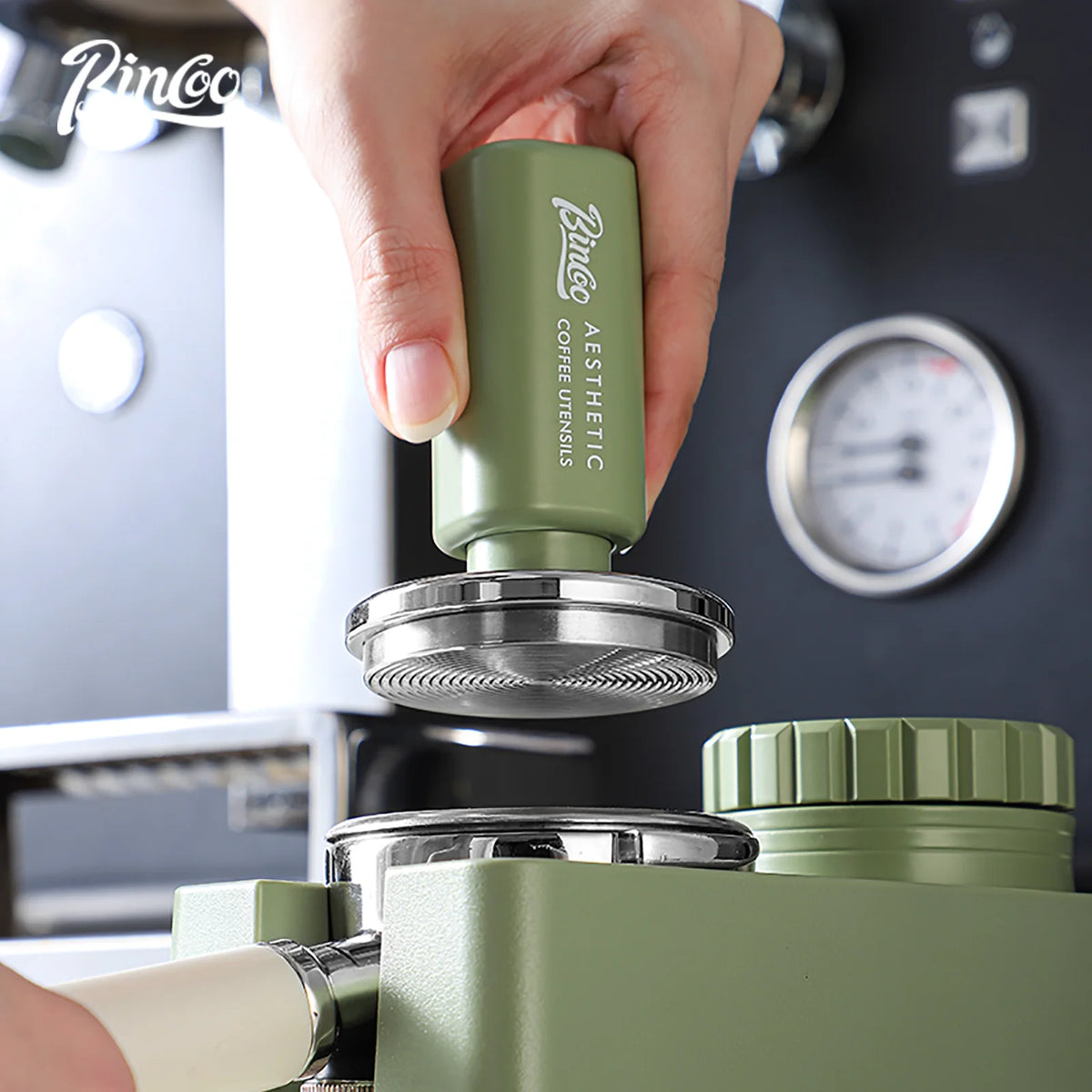 Bincoo Green Coffee Tamper & Distributor 3-Piece Kit 51/58mm Espresso Tamper Set Qst