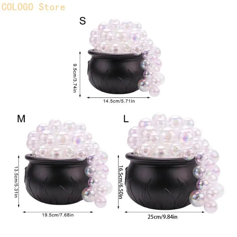 Whimsical Plastic Cauldron Decoration – 8 Light Modes Halloween Decoration Qme