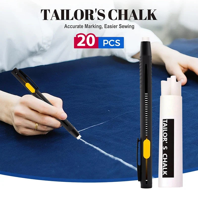 Heat-Erasable Chalk Pencil Set – 2 Pens & 20 Refills for Sewing Fabric Chalk Marker Set Qme