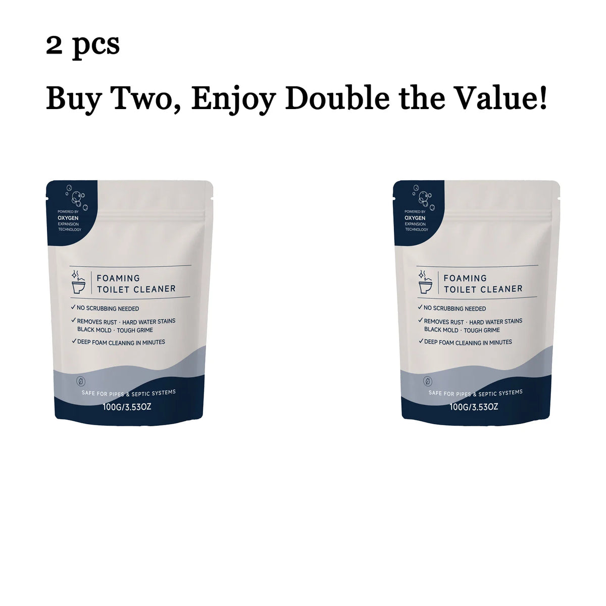 100G Bubble Toilet Cleaner Powder – Foam Stain & Odor Remover Toilet Cleaner Powder Qst 2 pcs