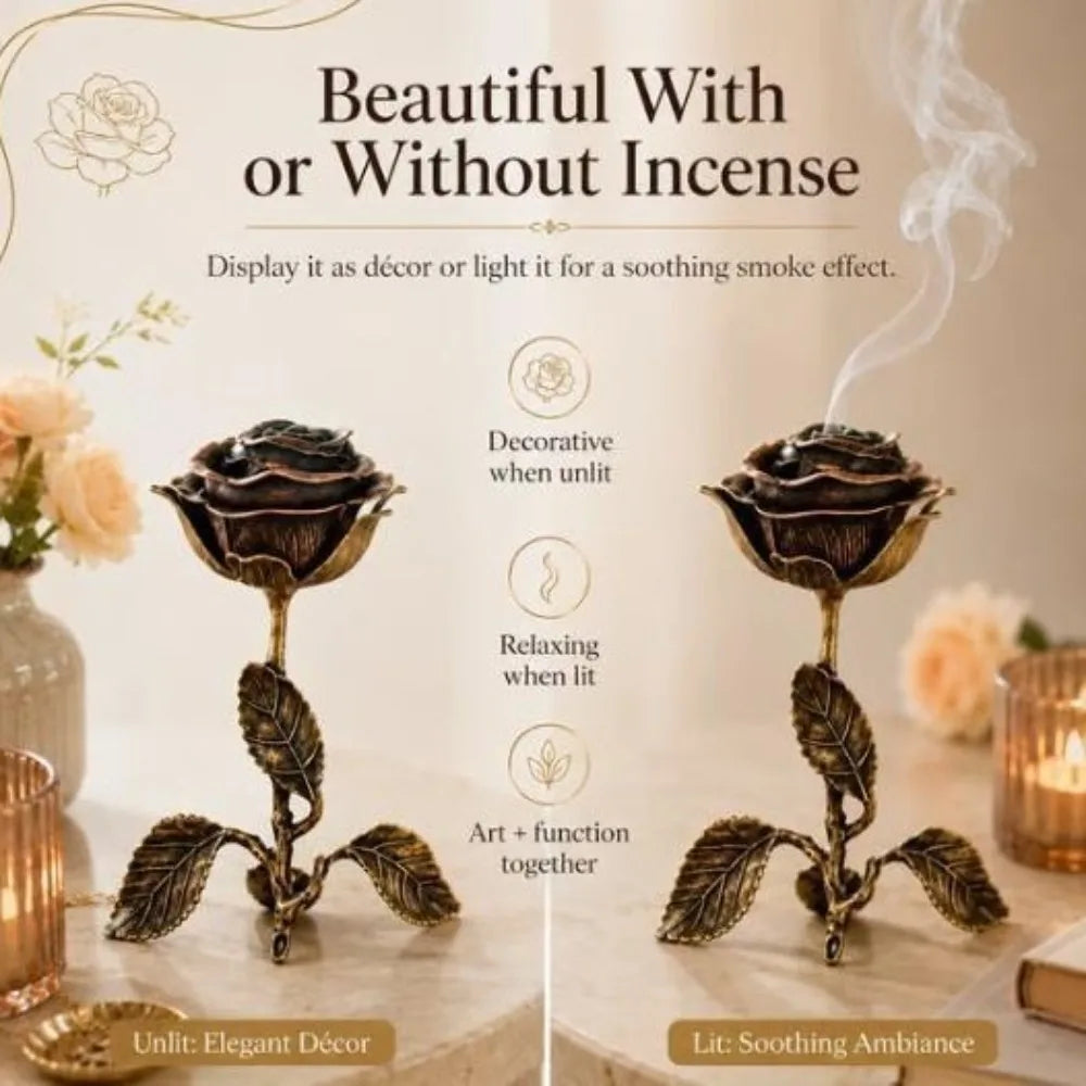 Retro Rose Alloy Incense Burner | Aromatherapy Stove Home Decor Incense Burner Qme