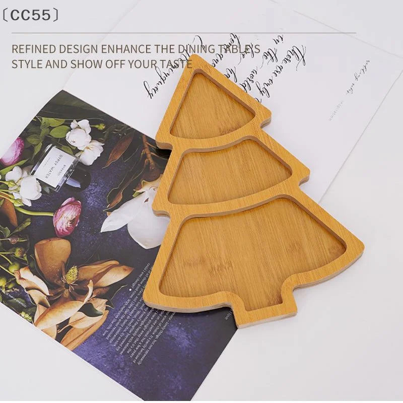 Christmas Tree Wooden Serving Tray – Holiday Snack & Candy Board Wooden Serving Tray Qst