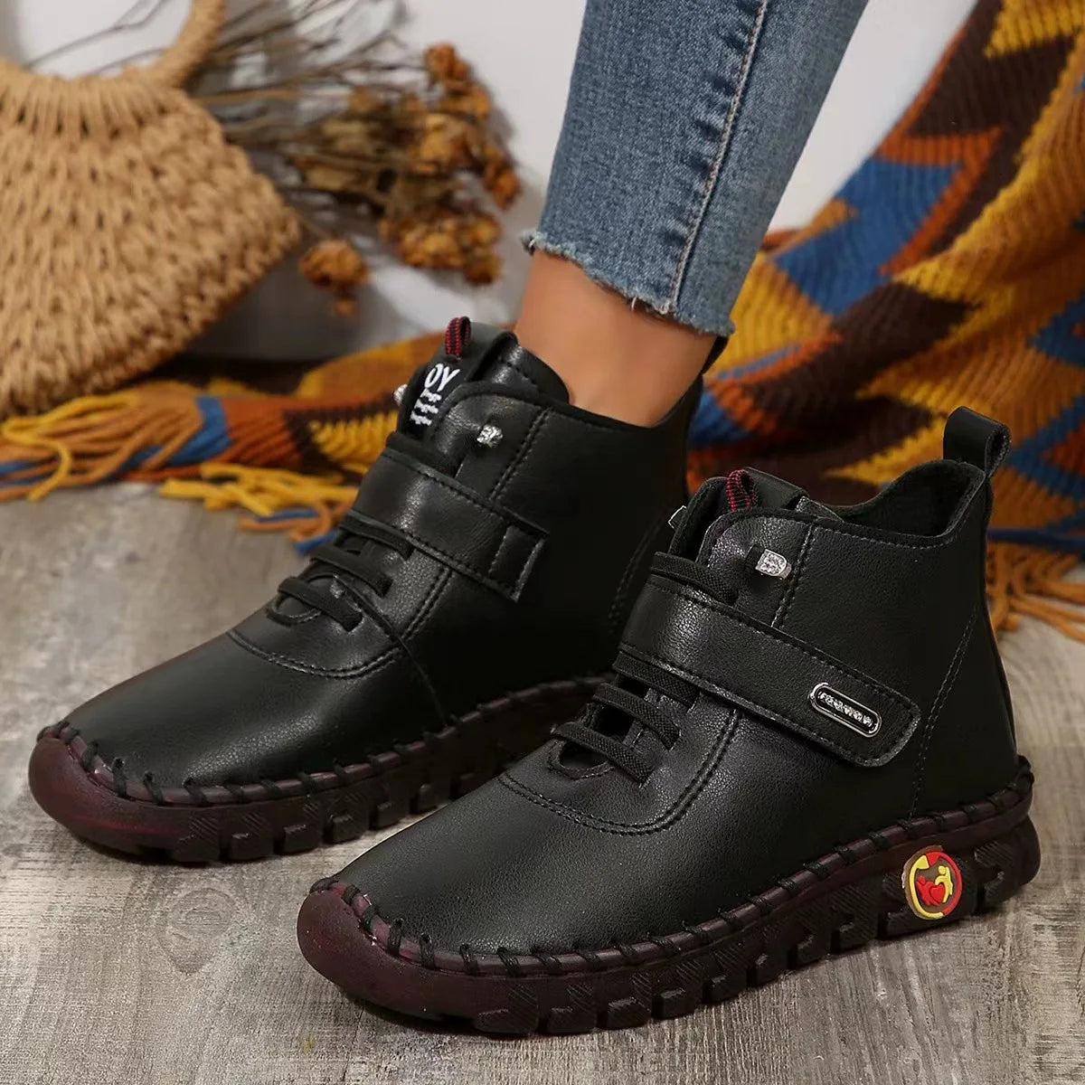 Women's Winter Plush-Lined Ankle Boots – Platform & Waterproof Women's Ankle Boots Qst