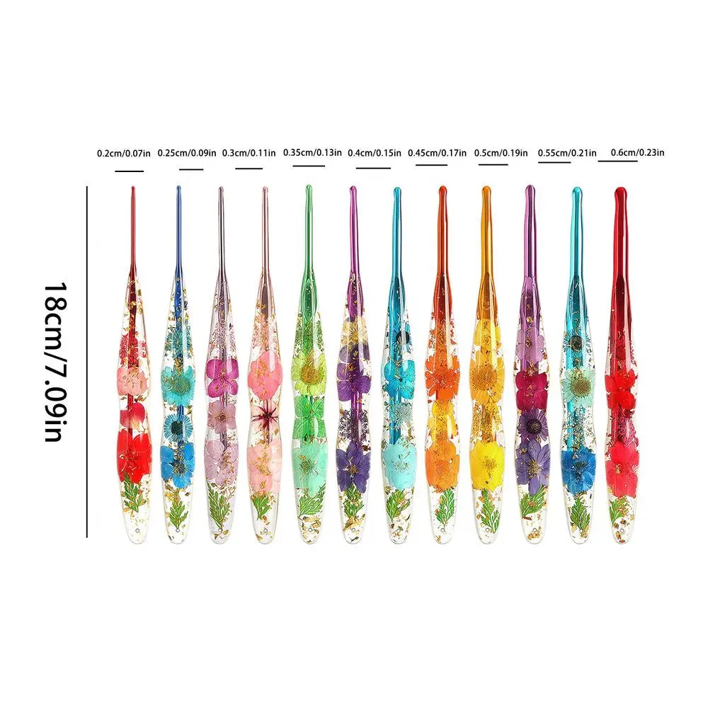 9-Piece Flower Resin Handle Crochet Hook Set | Knitting Yarn Crochet Hook Set Qme Multi China Mainland