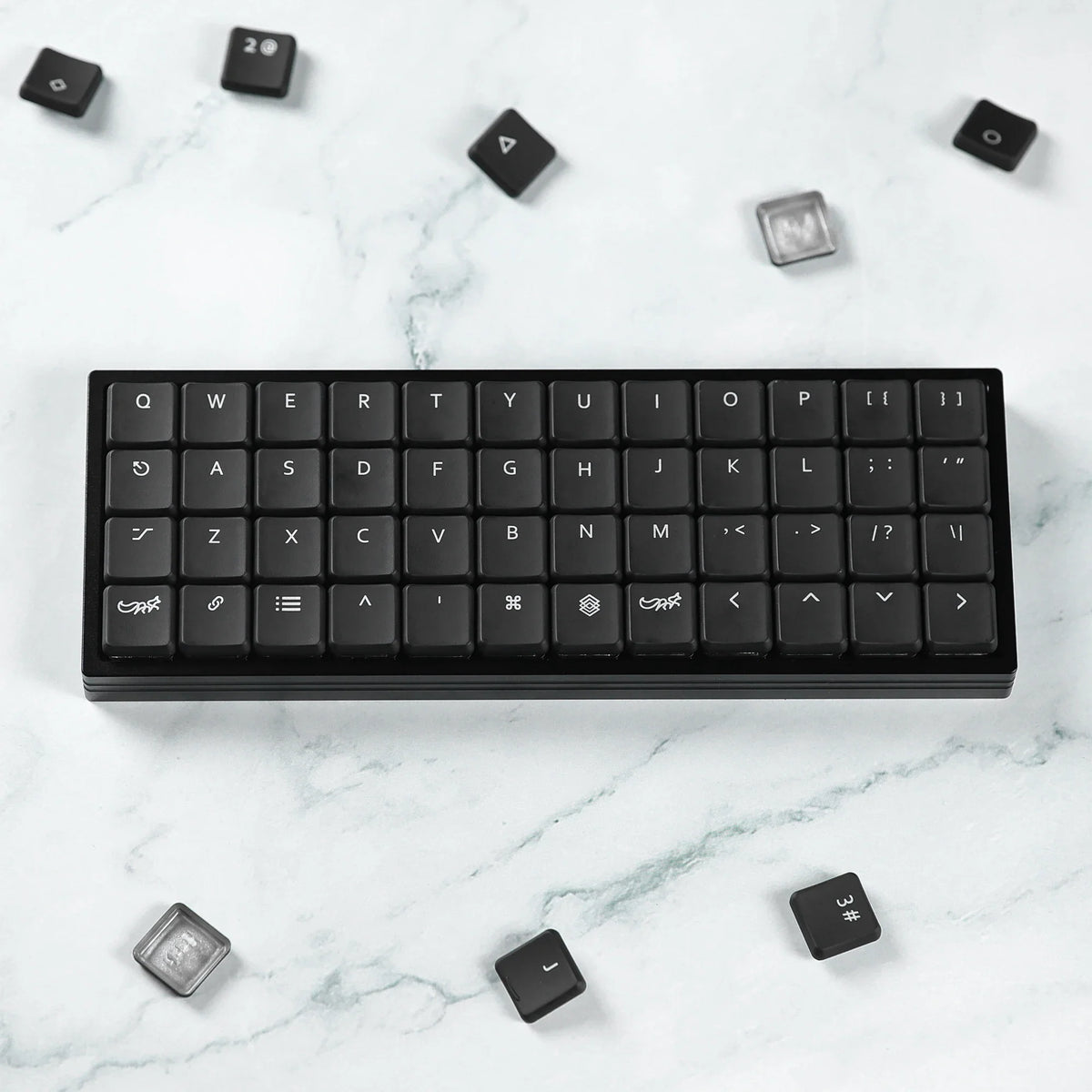 CFX Black Transparent Low Profile PBT Keycaps Kailh 1350 Mechanical Keyboard Keycaps Qme