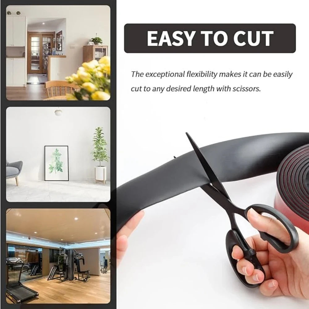 Self-Adhesive Rubber Flat Strip Glass Buffer & Vibration Dampener Rubber Sealing Strip Qme