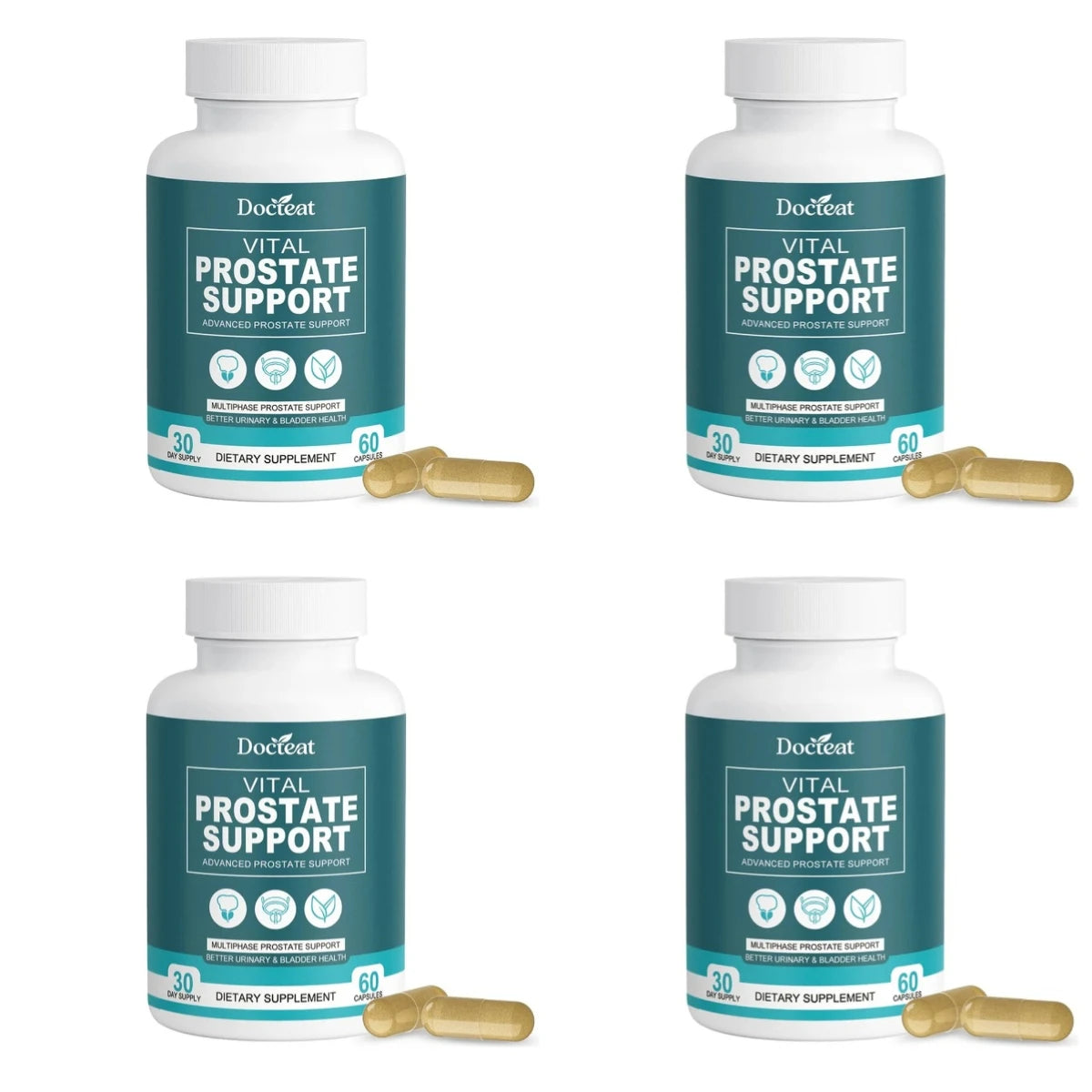 Men's Daily Wellness Capsules – Saw Palmetto, Zinc, Vitamin D3 60ct Men's Wellness Supplement Qst 4 Bottles 240 Pieces