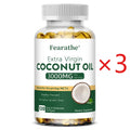 Organic Coconut Oil Capsules 3000mg – Non-GMO Hair Skin Nails Coconut Oil Supplement Qst 120 count-3 bottle