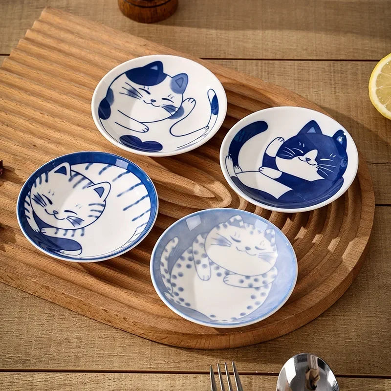 Japanese Ceramic Sauce Dish & Sushi Plate – Cute Lucky Cat Design Ceramic Sauce Dish Qme