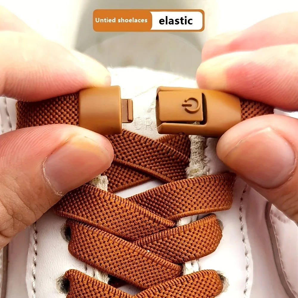 No-Tie Elastic Shoelaces with Quick Press Metal Lock Buckles No-Tie Shoelaces Qme
